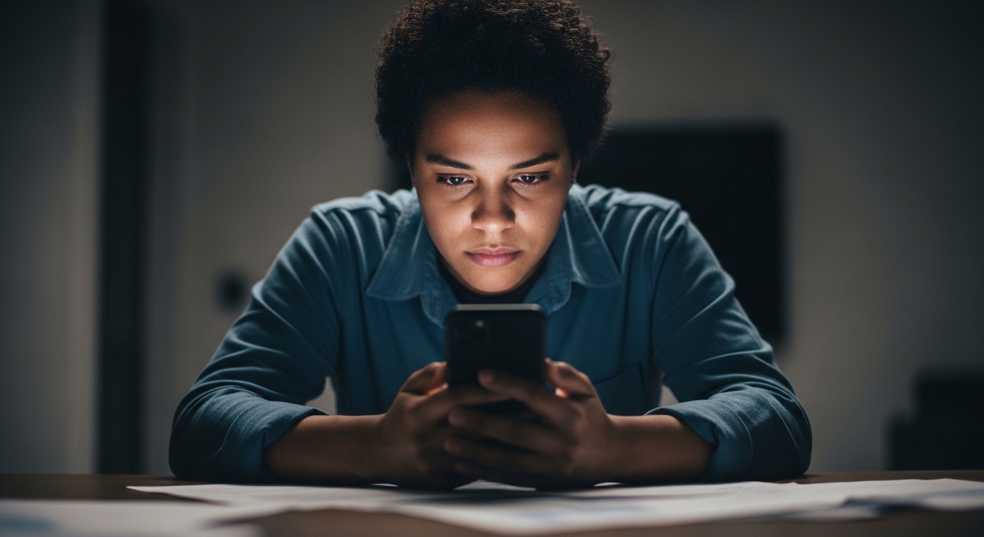 Pessoa usando redes sociais com documentos do INSS