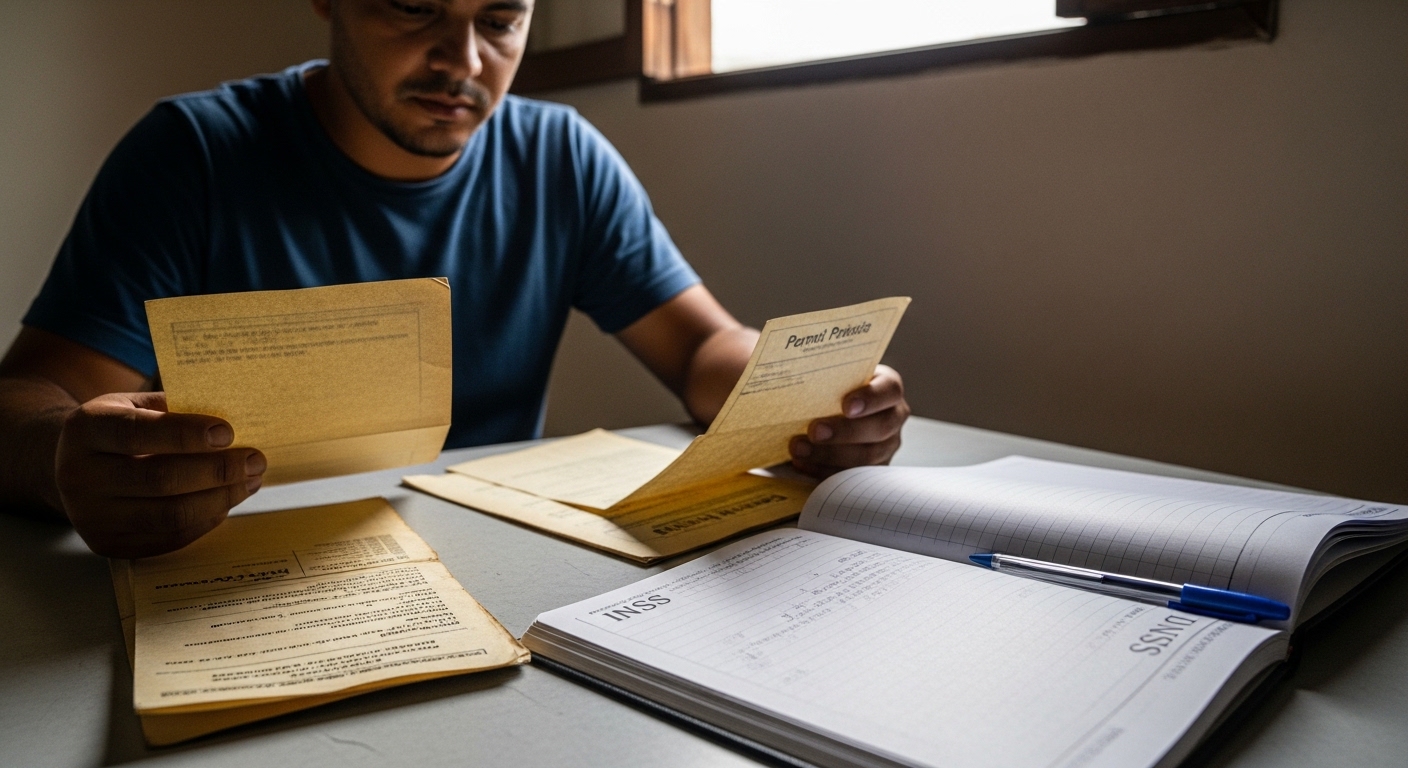 Documentos sendo analisados para averbação de tempo no INSS